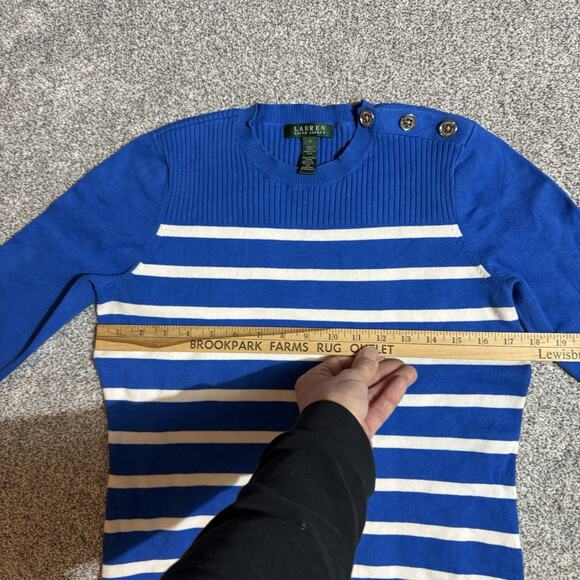 Lauren Ralph Lauren Sweater Womens Medium Ribbed Knit Preppy Nautical Striped - Picture 3 of 6